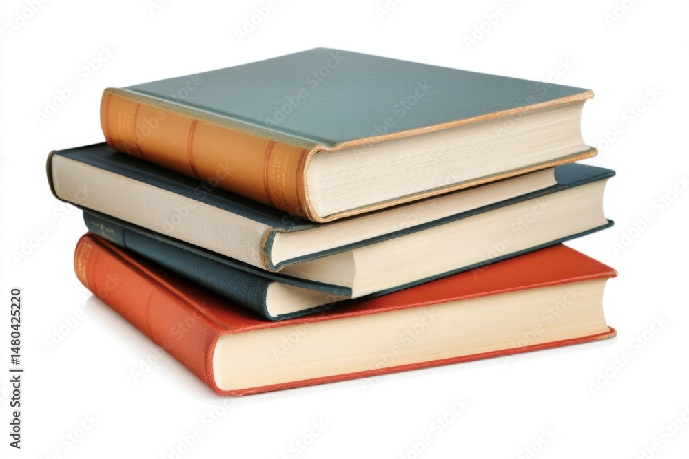 A stack of books isolated on a white background, minimalist style. A stack of books isolated on a white background, minimalist style.