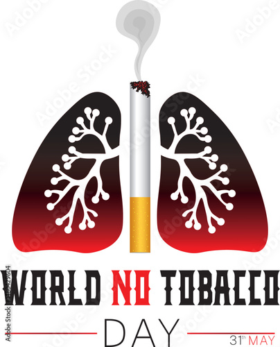 World No Tobacco Day poster, card, template, banner, with sigret, smog, lungs, world map with typography with vector illustration
