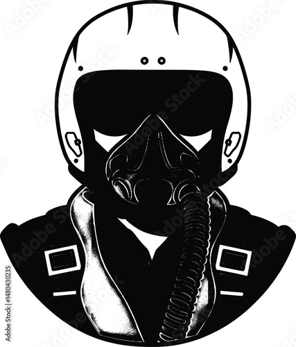 Vector Illustration Aviator Pilot Helmet Mask Design