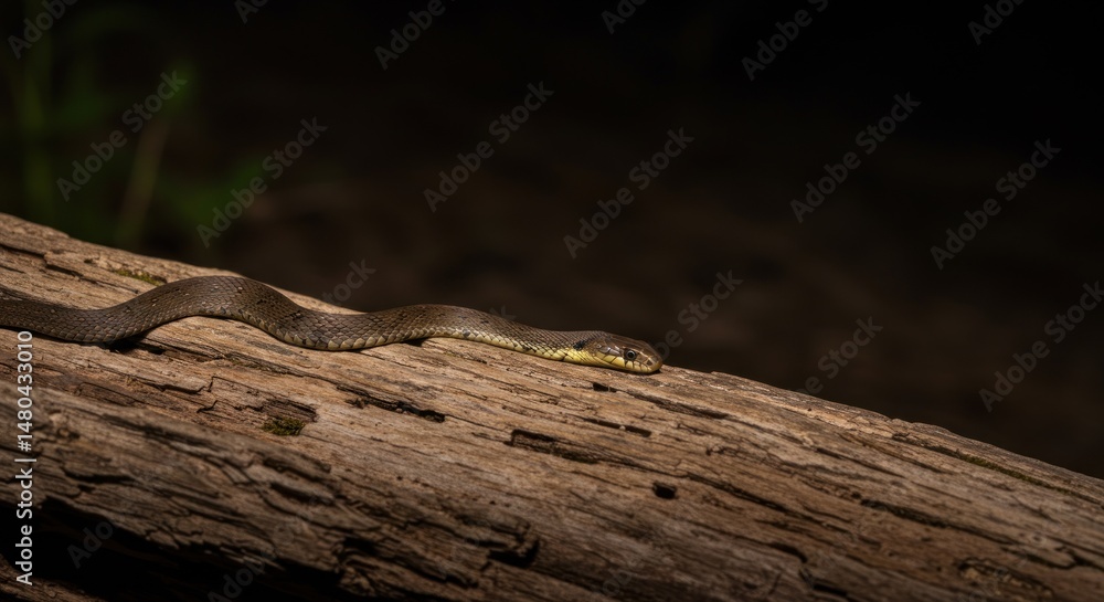 Fototapeta premium Snake on a Log - Photo