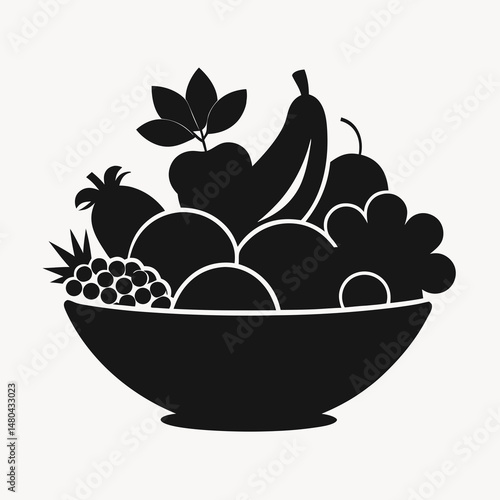 vector illustration of a bowl of fruit