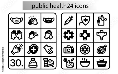  public health. Linear icon collection. Editable stroke. Vector 