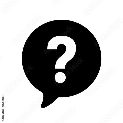 Question mark icon set on white background – vector. Help speech bubble symbol. Chat question icon. Question concept.