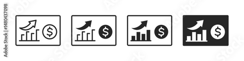 Profit growth icon set. Growth dynamics concept. Vector illustration