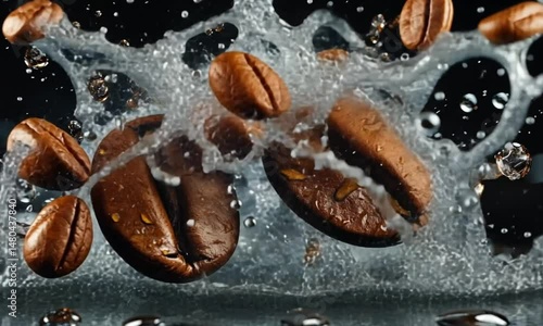 Splashing Coffee Beans: A Symphony of Aroma and Energy