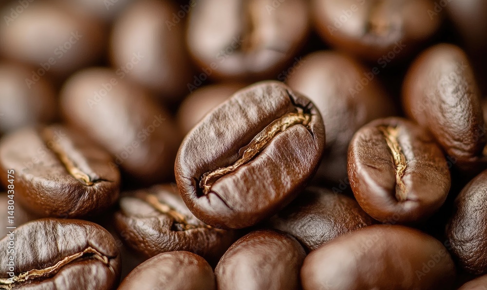 Close-up of rich, dark roasted coffee beans Close-up of rich, dark roasted coffee beans