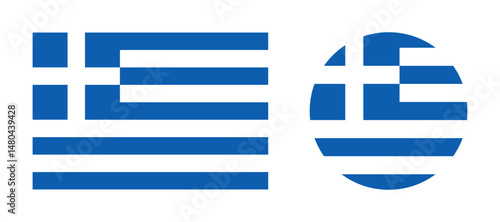  Flag of Greek. Greece flag vector round