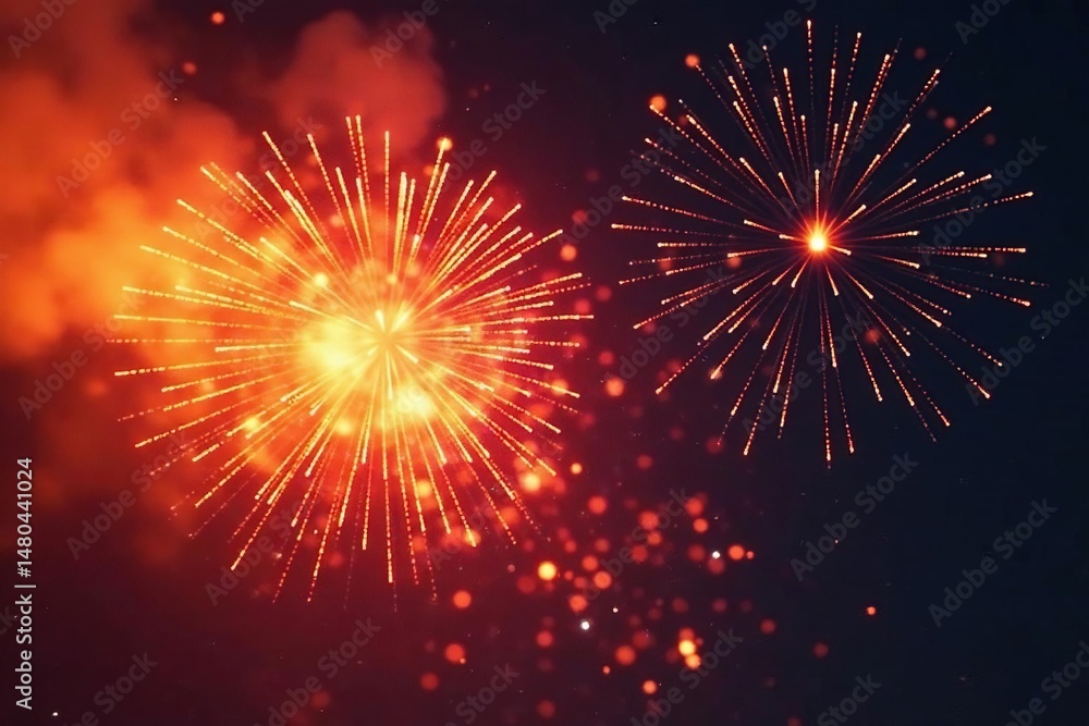 Fiery orange and red firework flames burst outwards, fire, trail, colorful Fiery orange and red firework flames burst outwards, fire, trail, colorful