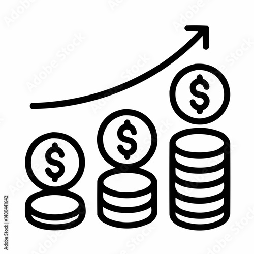 Bar chart made of coins, with one coin growing taller, symbolizing reward growth through staking.