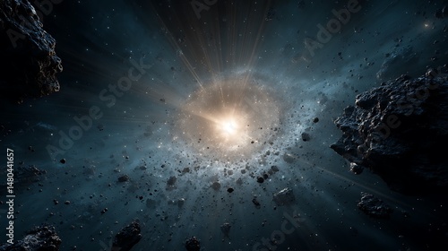 Cosmic explosion with asteroids