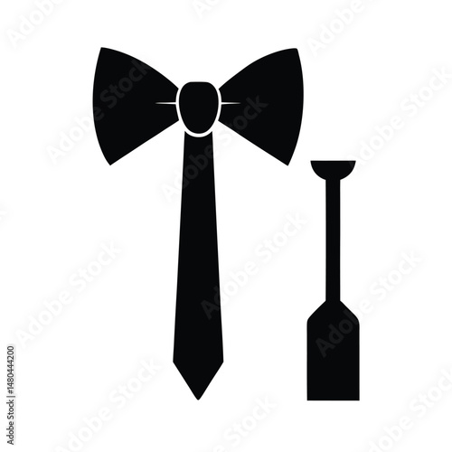 Black Bow Tie And Long Necktie Silhouette