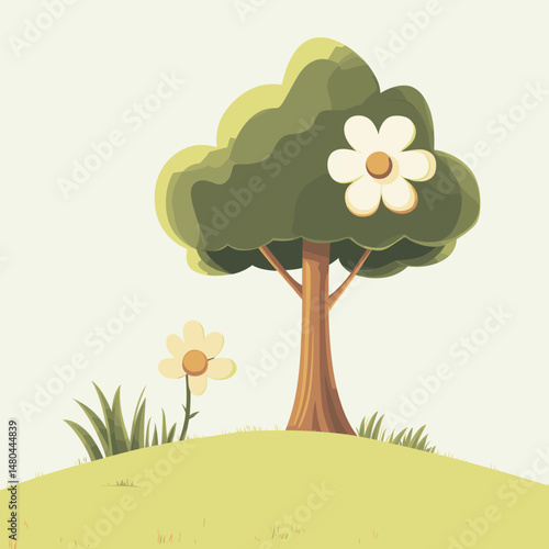 Cute spring nature scene for kids