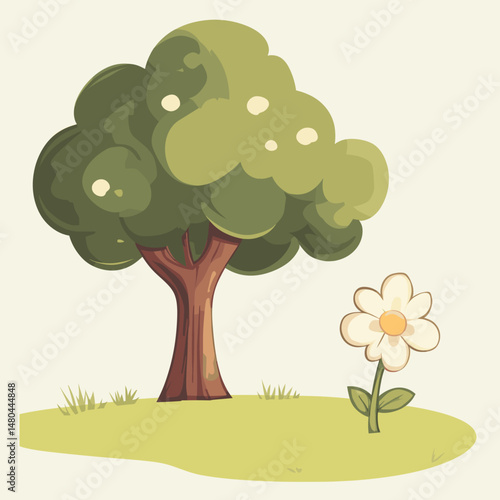 Cute spring nature scene for kids