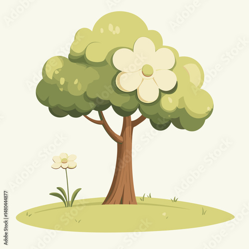 Cute spring nature scene for kids