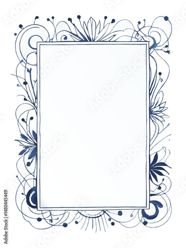 floral ornate picture frame sketch for insertion,