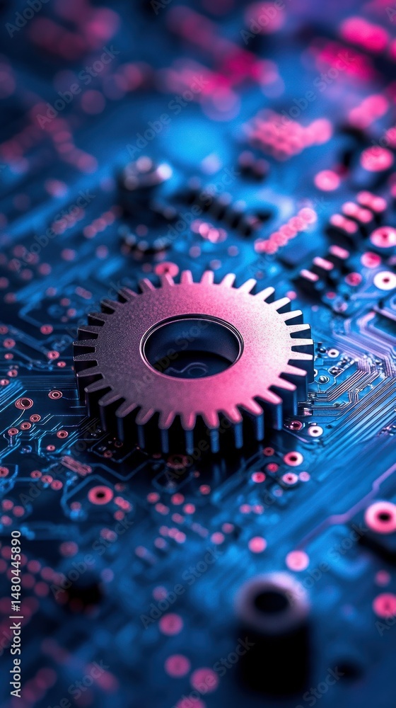 Fototapeta premium Gear on circuit board (3)