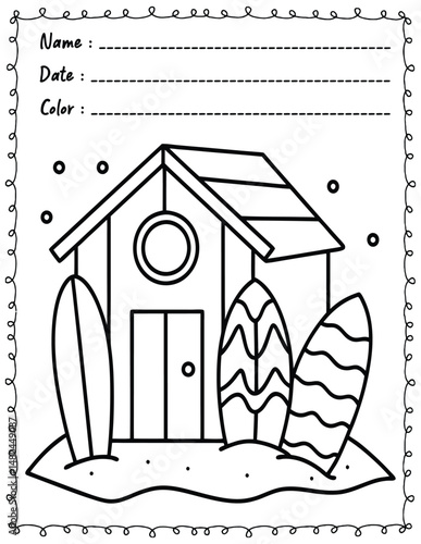 Big and Bold Summer Vibes Coloring Pages For Kid and adult.  
High resolution (300 DPI), 
Ready to print on standard 8.5x11 inch paper With No Bleed, 
Black and White. 
Vector illustration - AI, EPS, 