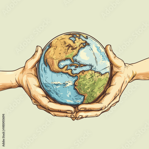 Hands Holding the Earth - Caring for Our Planet