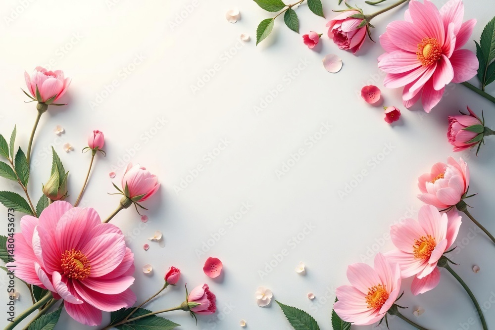 Fototapeta premium Subtle floral motif delicately arranged, creates elegant, flowing design , calm, leaves, pattern