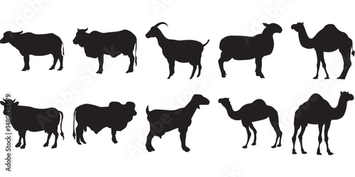 Eid al-Adha Silhouettes of Qurban Animals