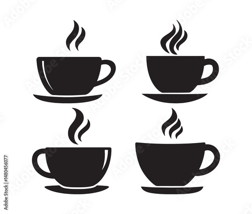 Modern coffee cup silhouettes. Minimalist coffee cup illustration set