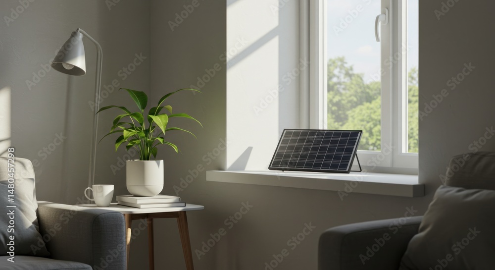 Fototapeta premium Solar Panel by Window - Photo