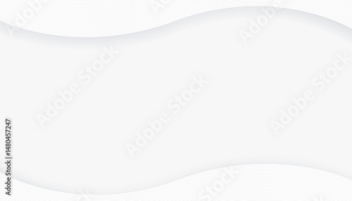 Abstract white background with curves or waves on top and bottom. Modern design lines with dimensional light and shadow. Art & Illustration