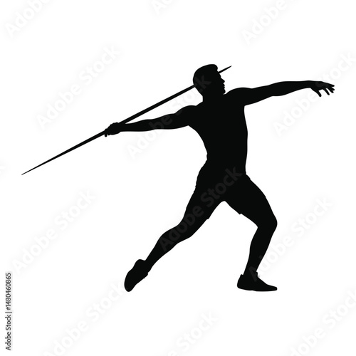 Javelin Throw Male Vector Icon Athletics Silhouette