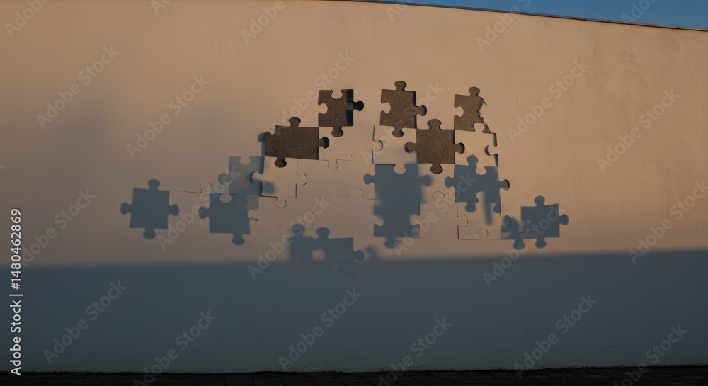 Fototapeta premium Puzzle Pieces on Wall - Photo