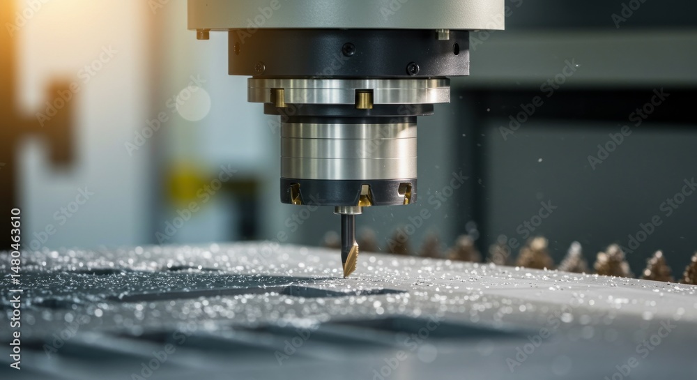 CNC Milling Machine in Action, Photo CNC Milling Machine in Action, Photo