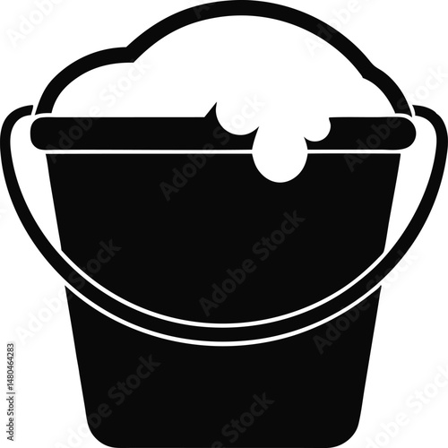 Bucket With Foam Silhouette Vector Illustration 