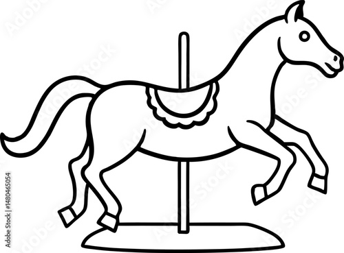 Carousel Horse Line Art Vector Illustration 