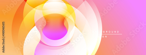 Abstract layers create vibrant gradient. Soft shapes blend orange, yellow, pink hues. Modern design evokes energy, warmth.