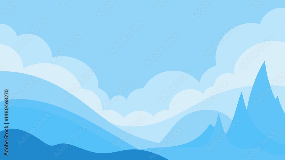 Blue Sky Cloudscape With Layered Mountain Peaks Abstract Background Blue Sky Cloudscape With Layered Mountain Peaks Abstract Background
