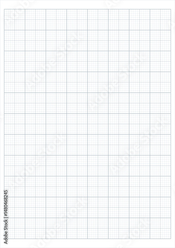A4 graph paper pattern on white background for study, drawing, handwriting, architecture, grey grid lines, vector illustration.