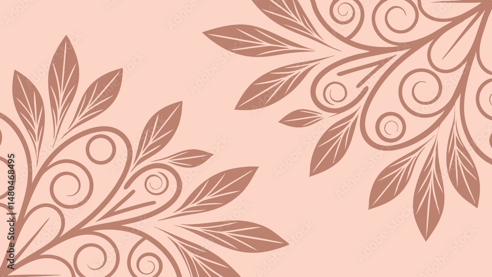 Fototapeta premium Delicate Floral Corner Ornament Background Abstract Decoration Template Design