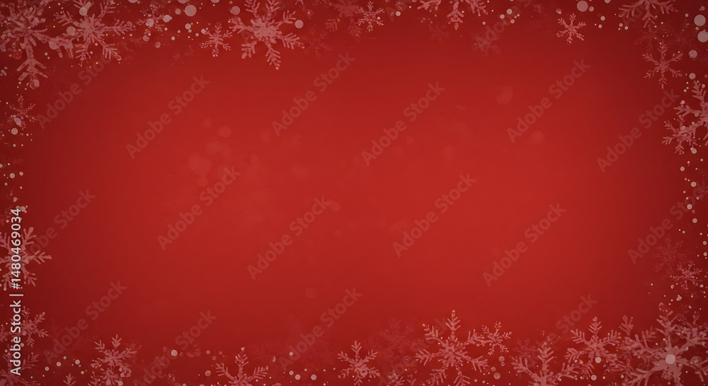 Red background with subtle textured snowflakes, simple seasonal style Red background with subtle textured snowflakes, simple seasonal style