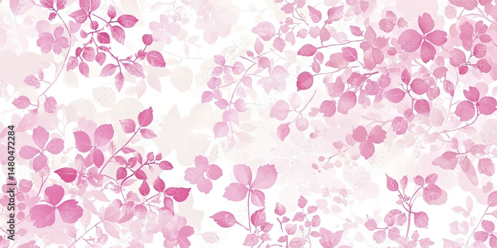 Delicate, pastel pink floral pattern. Soft leaf silhouettes, light and airy design. Pale pink and white backdrop. Gentle, feminine aesthetic Delicate, pastel pink floral pattern. Soft leaf silhouettes, light and airy design. Pale pink and white backdrop. Gentle, feminine aesthetic