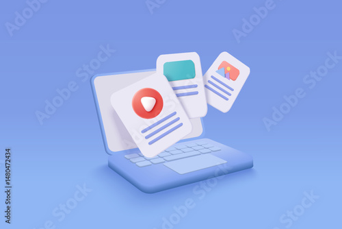 3d file transfer of document in folder, file transfer encrypted form, connection docs information migration concept. Access to remote file and folder. 3d document exchange vector render Illustration