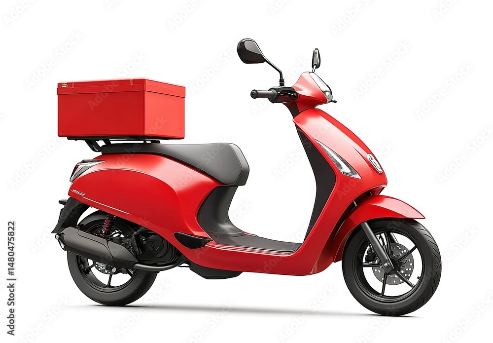 Red Scooter with Delivery Box Red Scooter with Delivery Box