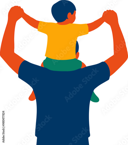 Father carrying child on shoulders parenting moment image :Powerful parenting moment of a dad carrying child on shoulders showing love care and bonding 

: