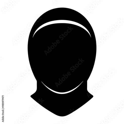 Black and white graphic illustration of a balaclava ski mask design