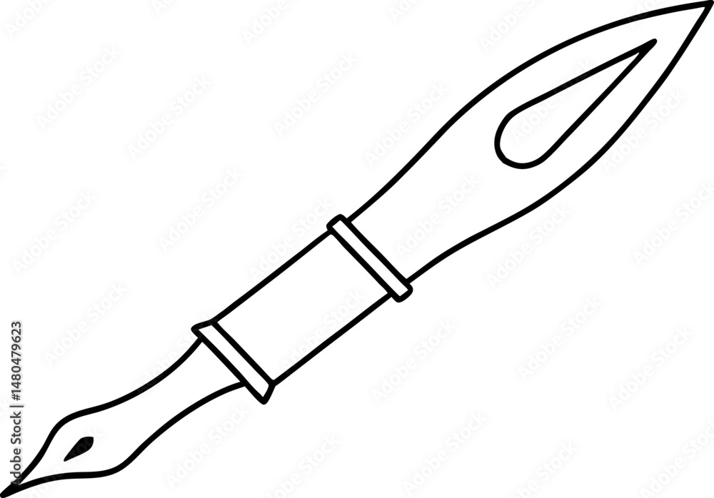 Obraz premium Fountain Pen Nib Line Art Vector Illustration