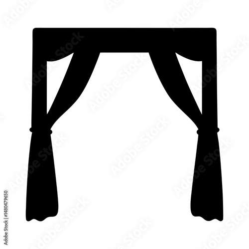 Silhouette of draped curtains, creating an arch or doorway effect