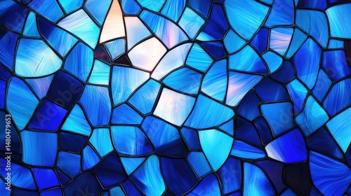 Abstract Blue Stained Glass Pattern