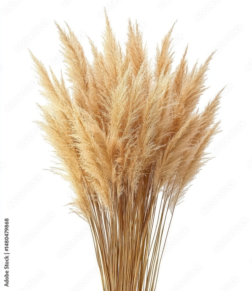 Light beige dried pampas grass bunch. Fluffy, feathery stems clustered together Light beige dried pampas grass bunch. Fluffy, feathery stems clustered together
