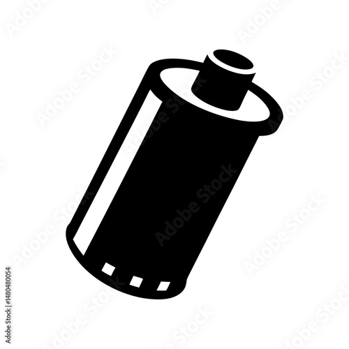 A Black and White Illustration of a Traditional Photographic Film Cartridge