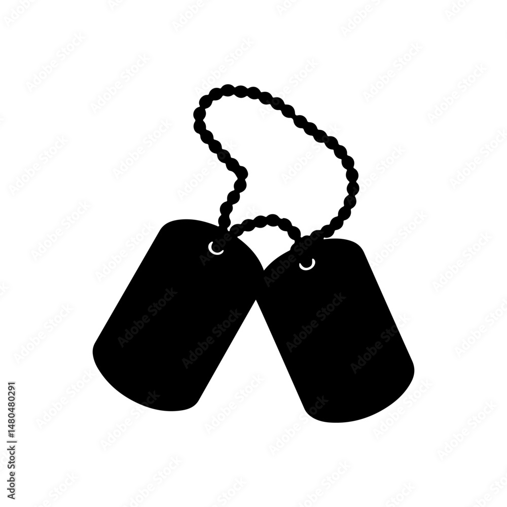 Fototapeta premium Dog tags silhouette vector flat illustration design.