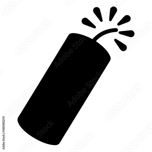 Black silhouette of dynamite with lit fuse against a white background