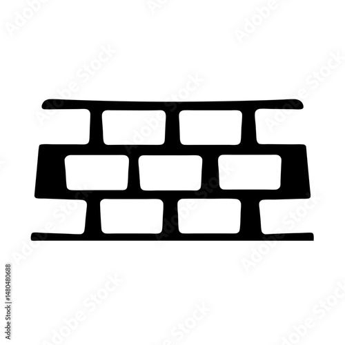 Abstract black and white image depicting a brick wall structure symbol